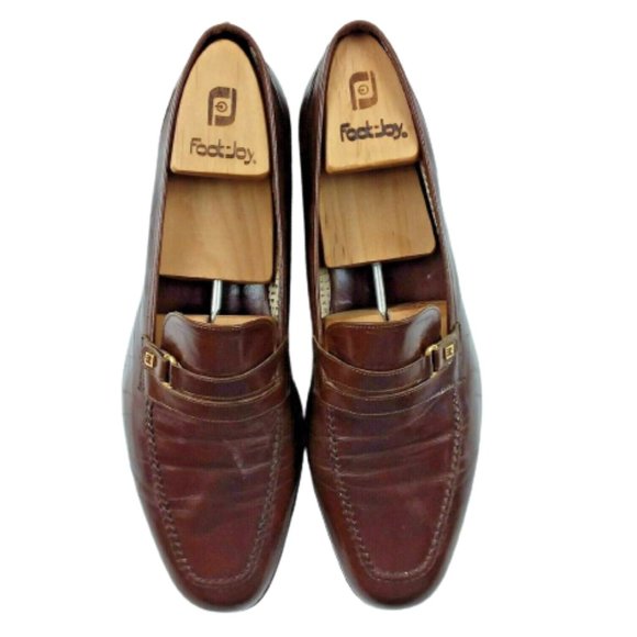 Fratelli Rossetti Estate Loafers Dress Shoe Apron Toe Brown Leather Italy Made - Picture 4 of 12